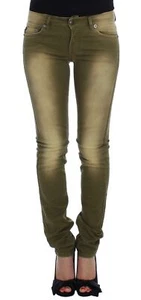Just Cavalli Women Green Jeans Cotton Blend Washed Skinny Casual Denim Trousers - Picture 1 of 9