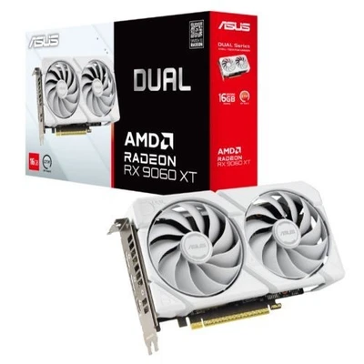 Asus DUAL RX9060 XT White, PCIe5, 16GB DDR6, HDMI, 2 DP, 3250MHz Clock, SFF - Image 1 of 4