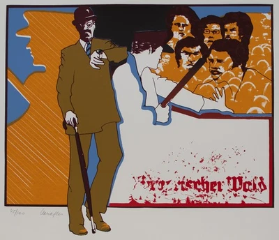 Pop Art Bayrischer Wald Kritik Politisch Signiert Siebdruck 45/100 1970er - Bild 1 von 3