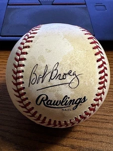 BOB BROEG FIRMATO AUTOGRAFO ONL BASEBALL! Scrittore sportivo Cardinals! SPINK HOF! - Foto 1 di 2