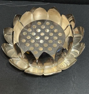 Reed & Barton Silver Plate 3 Piece Lotus Vase/Frog/Candleholder 6.5"w. 3.25"h - Picture 1 of 23