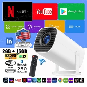 Android  Mini Projector 4K WiFi LED Rotate 1080P Bluetooth Home Theater Portable - Picture 1 of 24