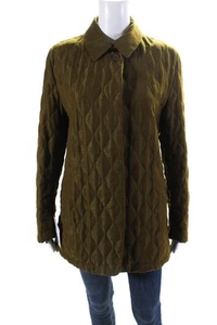 Allegri Womens Quilted Textured Button Down Jacket Green Size EUR 42 - Picture 1 of 5