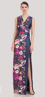 Para mujer Kay Unger floral talla 8 azul marino Foto 1 de 4