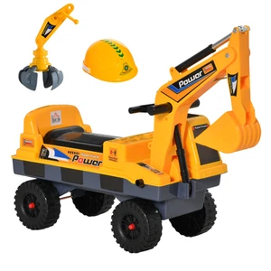 No Power Ride on Excavator Digger Music Light for 2-3 Years Old Yellow HOMCOM - Picture 1 of 9