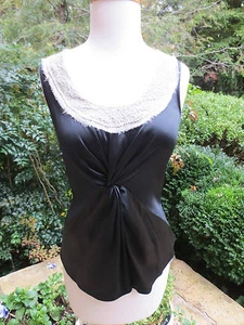 MAGASCHONI COLLECTION Blusa seta nera scollo perline tg 2 NUOVA CON ETICHETTE $368 - Foto 1 di 6