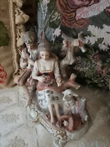 Alte Welt Original Figur Paar Capodimonte Stil handbemalt Porzellan - Bild 1 von 12