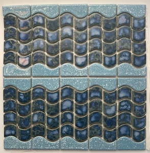 CLASSIC GLAZED TILE WATER BAND WAVE PATTERN TILE L 295mm x H 148mm - Picture 1 of 12