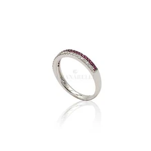 Bague en or Blanc Avec Diamants Et Rubis - Picture 1 of 1