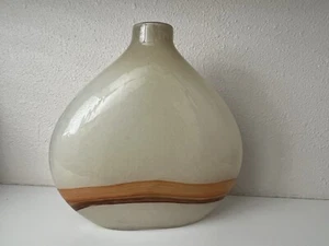 Pier 1 Art Glass Vase Retro 70's Tear Drop Pear Shape Brown & Orange 12" x 12" - Picture 1 of 5