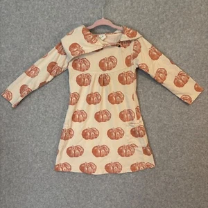 Kate Quinn Kids Girls 5 Beige Pumpkin Babydoll Long Sleeve Dress Fall Bohemian - Picture 1 of 9