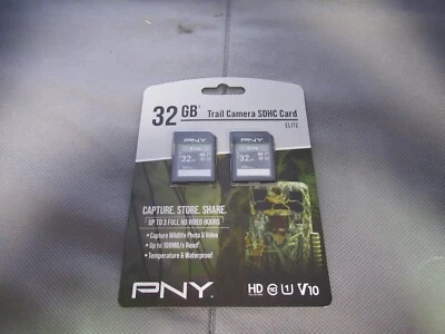 NEW! PNY 32GB Elite Trail Camera Deer Hunting SDHC Card TWO PACK - FREE SHIPPING - Image 1 of 2