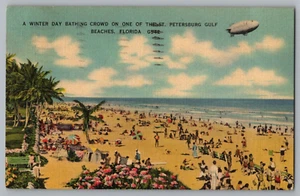 Cartolina Bathing Crowd San Pietroburgo Gulf Beach, Florida Line - Foto 1 di 2
