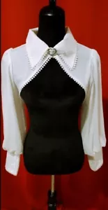 Small Medium ❤️ Chiffon White Women's Bolero Shrug with Buckle High Quality - Picture 1 of 5