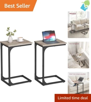 C-Shaped End Table 2 Pack Small Sofa Side Table Metal Frame Living Room Bedroom - Image 1 of 4