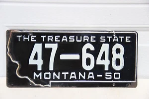 1950 Montana  license plate Meagher County White Sul Springs  Prison Made - Picture 1 of 2