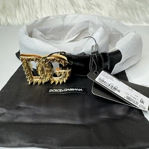 Dolce & Gabbana Black Polished Belt - Size 90 - Picture 1 of 5