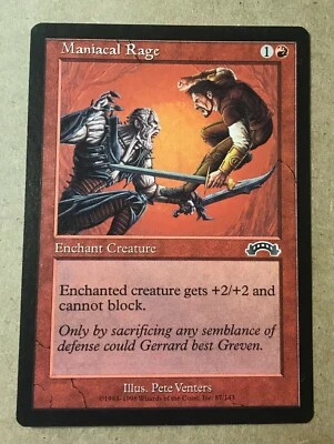 Maniacal Rage Magic the Gathering MTG Exodus 87/143 No Play (M/NM) - Image 1 of 3