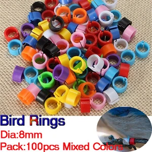 100 x anelli piccioni colori misti pollo uccellino pappagallo gamba clip anello strumento di trasporto 8 mm - Foto 1 di 4