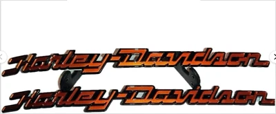 OEM Harley Touring Street Glide Fuel Gas Tank Emblems Scorched Orange & Black - Image 1 of 4