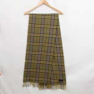 Sciarpa Burberry 100% lana verde fantasia scozzese 164x32 cm - Foto 1 di 6