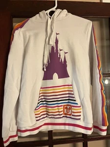 Disney Parks Retro Stripe Castle Hoodie Sweatshirt For Women Size Large - Picture 1 of 10