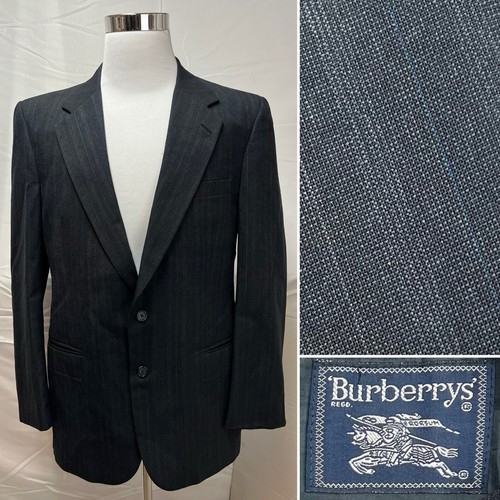 Giacca blazer Burberry's Vintage da uomo 42 blu navy gesso 2 bottoni