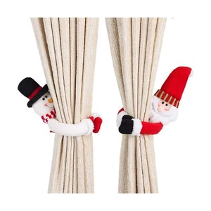 Ogrmar 2 Pack Christmas Curtain Buckle Doll Santa & Snowman Creative Curtain ... - Picture 1 of 7
