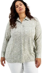 Inc International Concepts Plus Size Olive L/S Paisley-Print Shirt, 2X NWT $79 - Picture 1 of 10