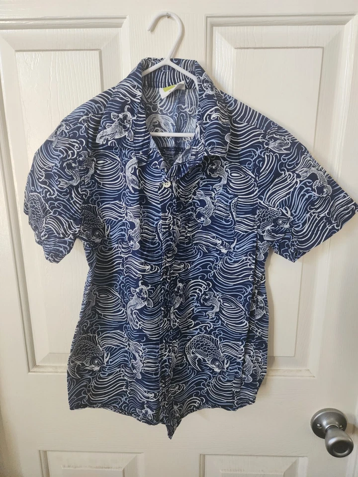 Camisa Crazy 8 Niños Azul Blanco Pez Manga Corta Abotonada Talla M (7-8) Foto 1 de 1