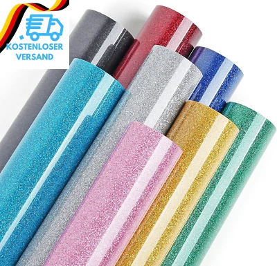 BESUCHE DEN LYA VINYL-STORE Lya Vinyl Glitzer Plotterfolie Textil, 8 Pack (30,5 Cm X 25,5 Cm) Glitzer Flexfo