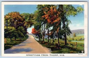 1935 GRUSS AUS THORP WISCONSIN LANDSCHAFTLICH ALTE POSTKARTE - Bild 1 von 2