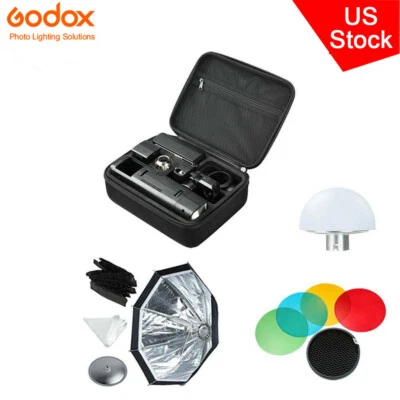 US Godox 2.4 TTL HSS Two Heads AD200 Flash+AD-S7 Grid Softbox+Color filter Kit - Image 1 of 4