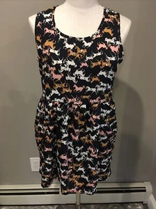 Anthropologie Porridge Horse Race Dress Blue Pink size Medium M - Picture 1 of 9