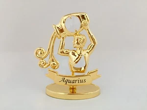 Aquarius - FIGURA ZODIACAL 24KT CHAPADA EN ORO CON CRISTALES AUSTRIACOS - Imagen 1 de 1