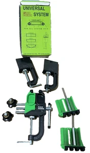 Ski Man Ski Vise Tuning Clamp Universal System Green & Gray Aluminum Italy - Picture 1 of 10