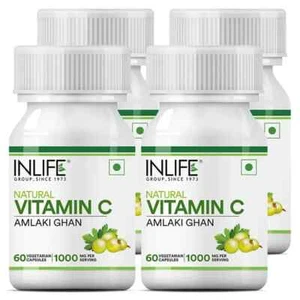 Inlife Natural Vitamin C Amla Extract Pack Of 60 Veg Capsules pack 4 - Picture 1 of 7
