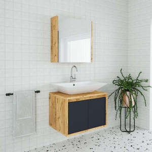 Roomart Badezimmermöbel Set ATLANTIC 3-teilig 65 cm Spiegelschrank Unterschrank