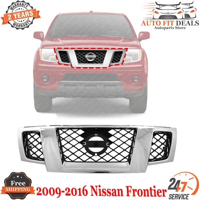 Front Grille Chrome Shell /Insert Primed  Plastic For 2009-20 Nissan Frontier - Image 1 of 4