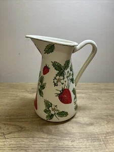 Shabby Chic Strawberry Jug IKEA Metal 6” - Picture 1 of 6