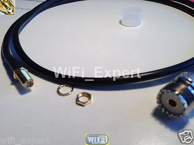 3 feet UHF SO239 SO-239 Female to SMA Female jack Jumper pigtail cable RG58 USA - Image 1 of 3