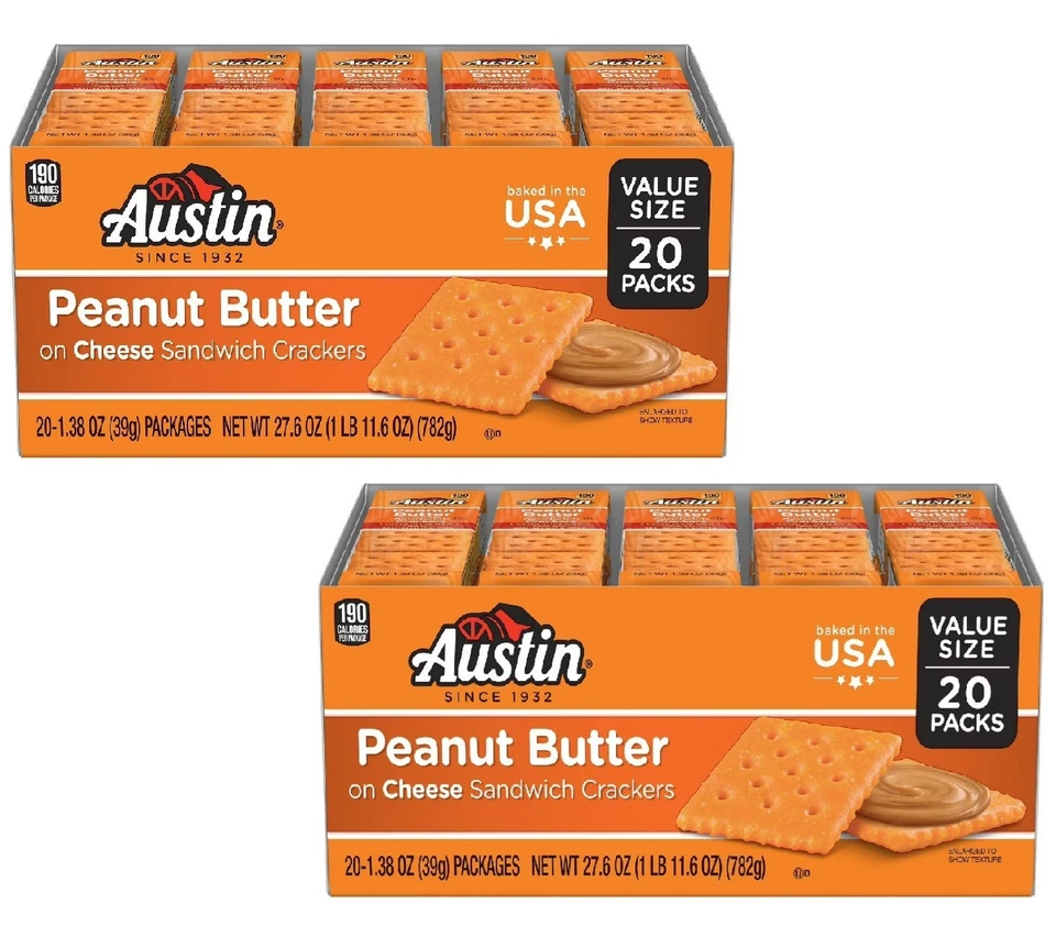 Austin Peanut Butter on Cheese Sandwich Crackers , Snack Crackers 20 Count 2 PK - Image 1 of 1