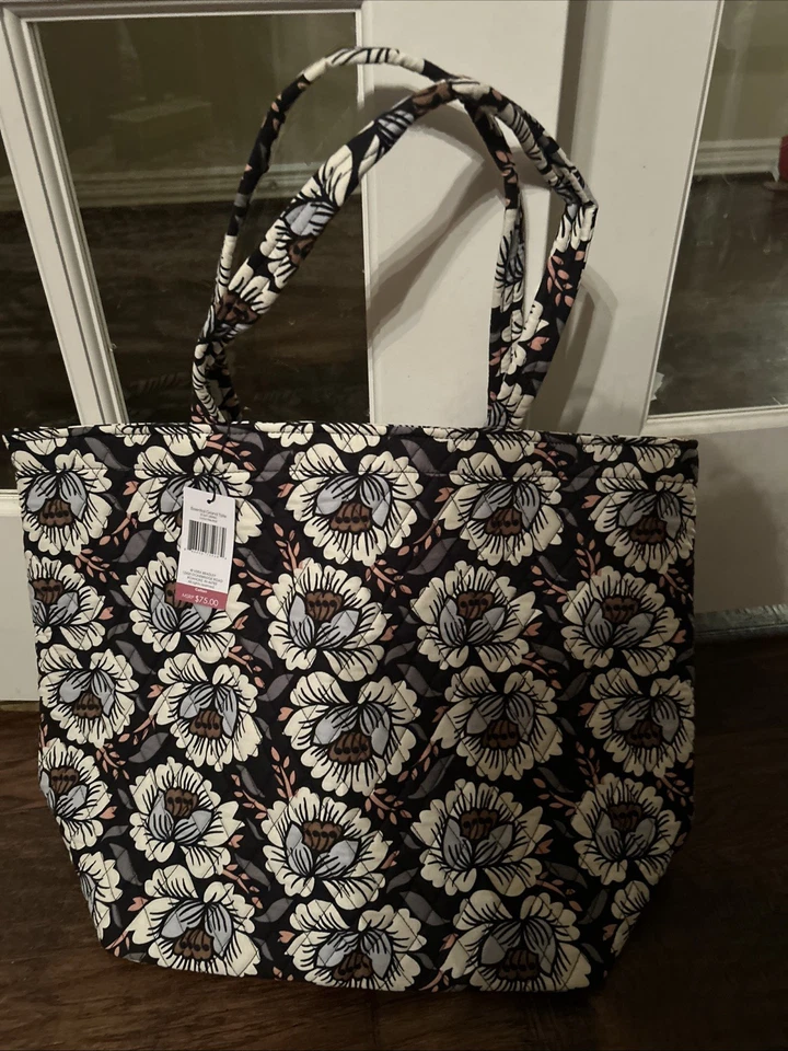 Bolsa tote Vera Bradley Essential grande, estampa de lótus branco. Novo com etiquetas - Imagem 1 de 1