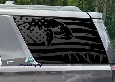 Se adapta a GMC Yukon 2015-2020 cuarto ventana Eagle bandera americana calcomanía pegatina Foto 1 de 4