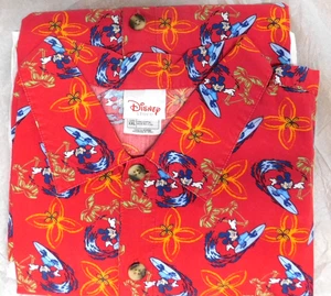 Disney Mickey Mouse Herren Hemd Gr. XXL 100% Baumwolle Rot Hawaii Surfen Knopfleiste - Bild 1 von 6