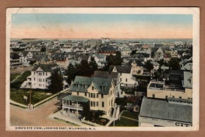 Aerial Birds Eye View Looking East Wildwood New Jersey 1917 WB Postcard - Foto 1 di 2