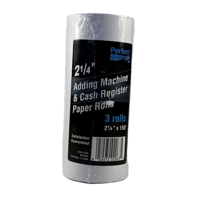 3 rollos de papel de máquina de agregar impresión perfecta/registro de efectivo rollos 2 1/4 x 150' NUEVO Foto 1 de 4