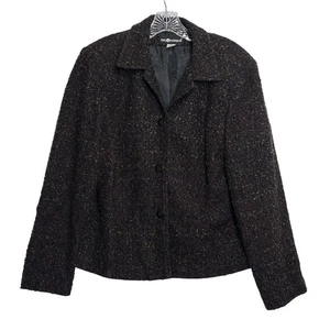 Chaqueta Blazer Sag Harbor Para Mujer Talla 14 Texturizada Negra Multicolor - Imagen 1 de 7