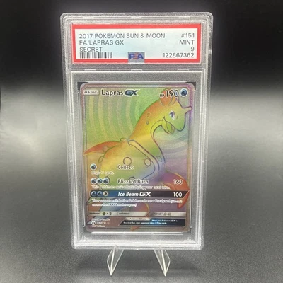 2017 Pokemon Sun & Moon Secret #151 Lapras Gx FA PSA 9 MINT - Image 1 of 2