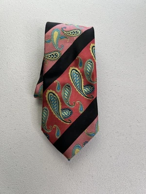 Corbata hecha a mano Bruno Conte rosa, negro, azul cachemir patrón geométrico nueva con etiquetas Foto 1 de 4